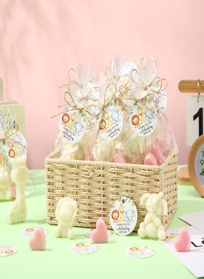 Demissle 20 Sets Safari Animal Baby Shower Soaps Favors for Guests Jungle Greeting Card Bath Gift for Birthday Party (Pink) - Image 4