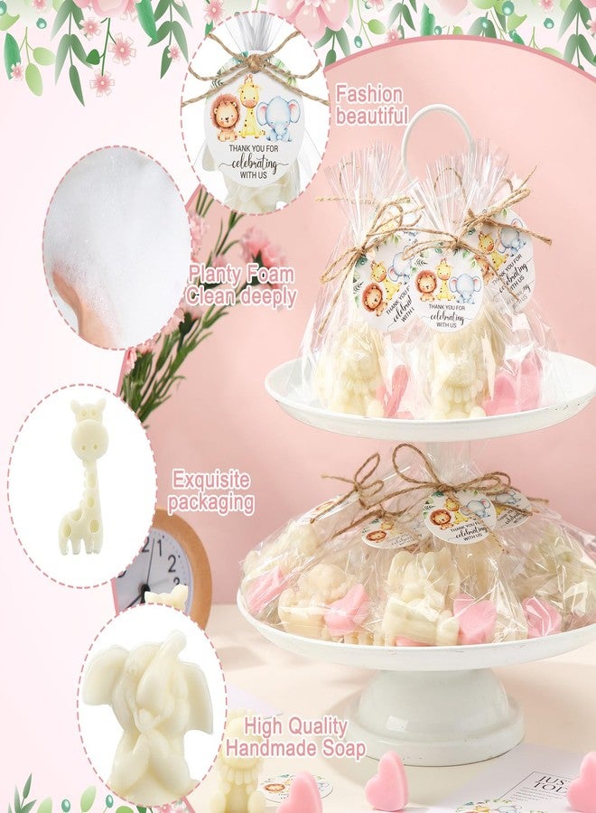 Demissle 20 Sets Safari Animal Baby Shower Soaps Favors for Guests Jungle Greeting Card Bath Gift for Birthday Party (Pink) - Image 3