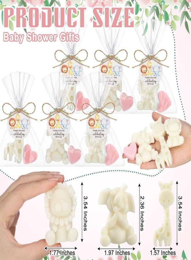 Demissle 20 Sets Safari Animal Baby Shower Soaps Favors for Guests Jungle Greeting Card Bath Gift for Birthday Party (Pink) - Image 2