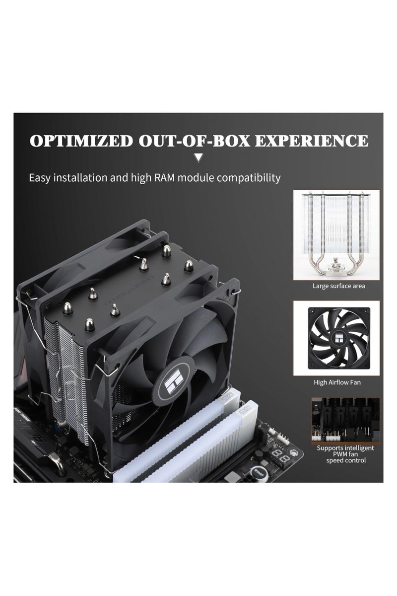 ثيرمالرايت مبرد وحدة المعالجة المركزية Thermalright Assassin X 120R SE Plus، 4 أنابيب حرارية مقاس 6 مم، سرعة 1550 دورة في الدقيقة، مروحة هادئة 120 مم PWM مع محمل S-FDB، متوافق مع AMD AM4 AM5/Intel 1700/1150/1151/1200، مبرد وحدة المعالجة المركزية للكمبيوتر - Image 3