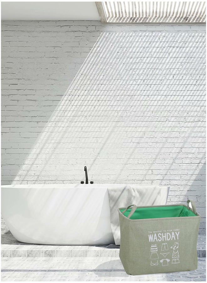 Foldable Laundry Basket Linen green 38*36.7*26cm - Image 3