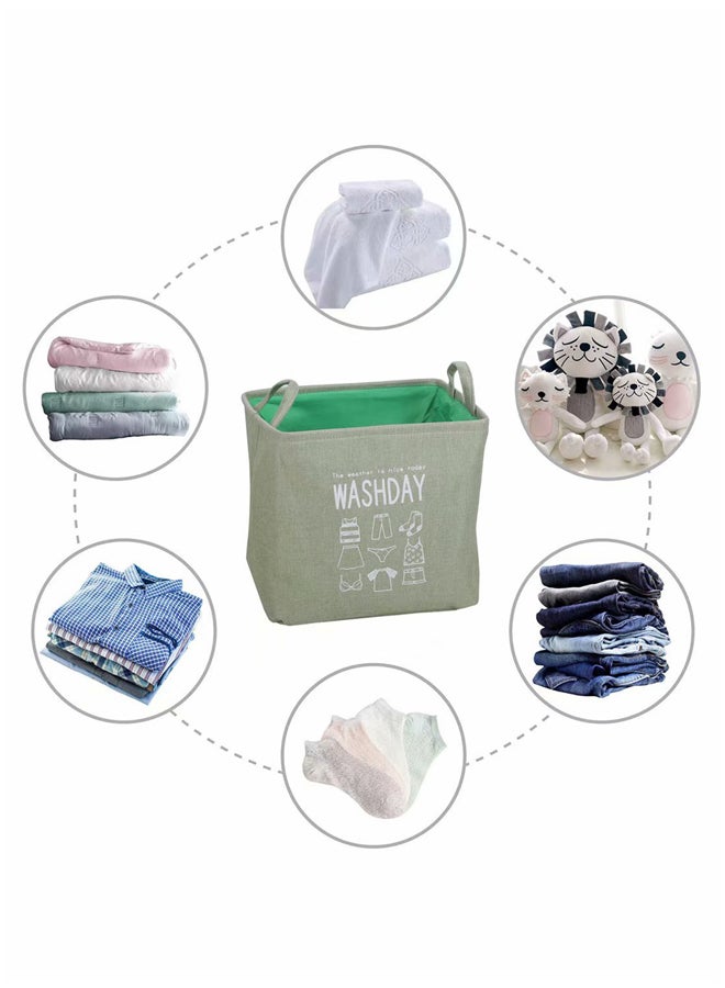 Foldable Laundry Basket Linen green 38*36.7*26cm - Image 2