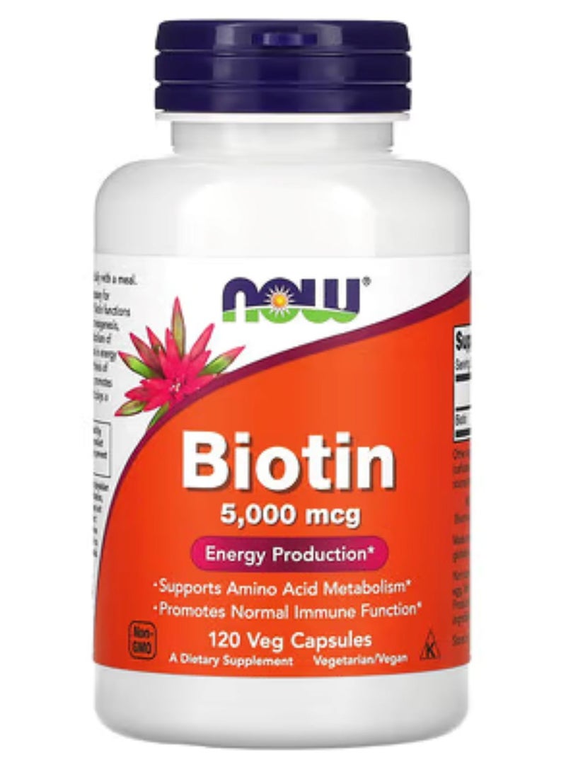 now Biotin 5000 Mcg 120 Veg Capsules - Image 1