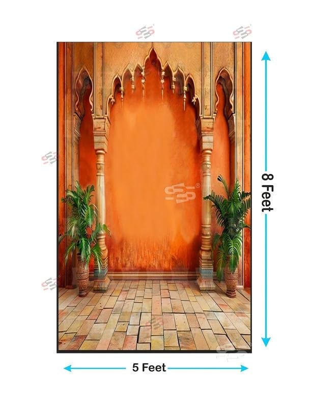 S2S قماش خلفية شجرة قوس أنيق لتزيين البوجا التقليدي، قماش تزيين خلفية | قماش ستارة لجميع المهرجانات والفعاليات والمناسبات - (5 × 8 أقدام) (شجرة قوس) - Image 3