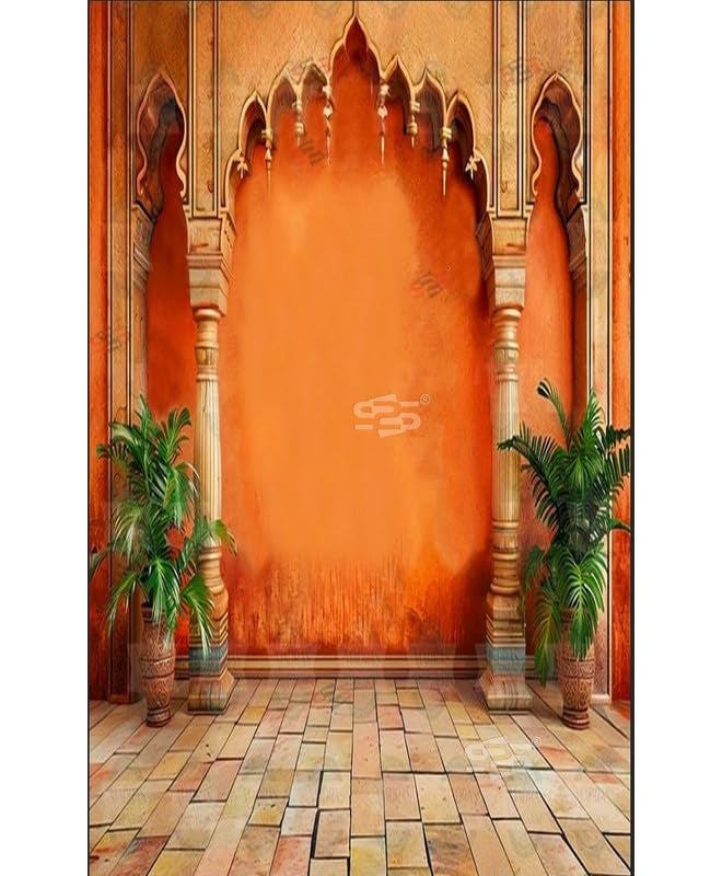 S2S قماش خلفية شجرة قوس أنيق لتزيين البوجا التقليدي، قماش تزيين خلفية | قماش ستارة لجميع المهرجانات والفعاليات والمناسبات - (5 × 8 أقدام) (شجرة قوس) - Image 1