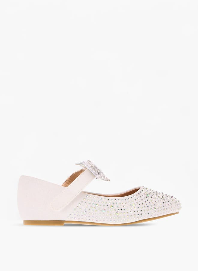 جونيورز حذاء باليرينا للبنات بفيونكة وإغلاق بشريط لاصق - Image 1