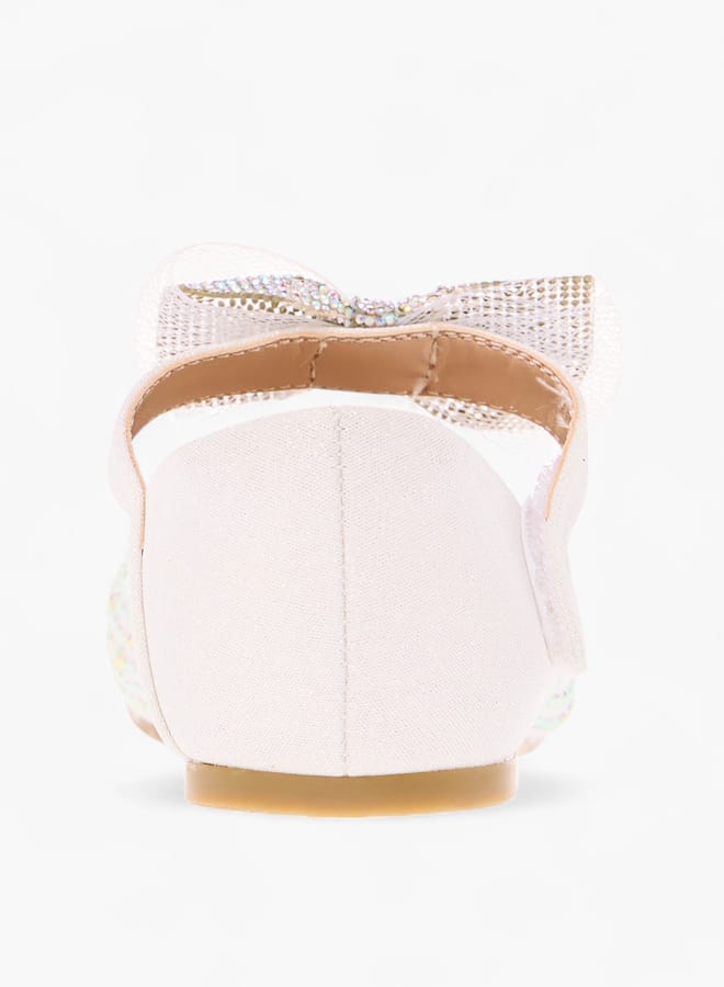 جونيورز حذاء باليرينا للبنات بفيونكة وإغلاق بشريط لاصق - Image 5