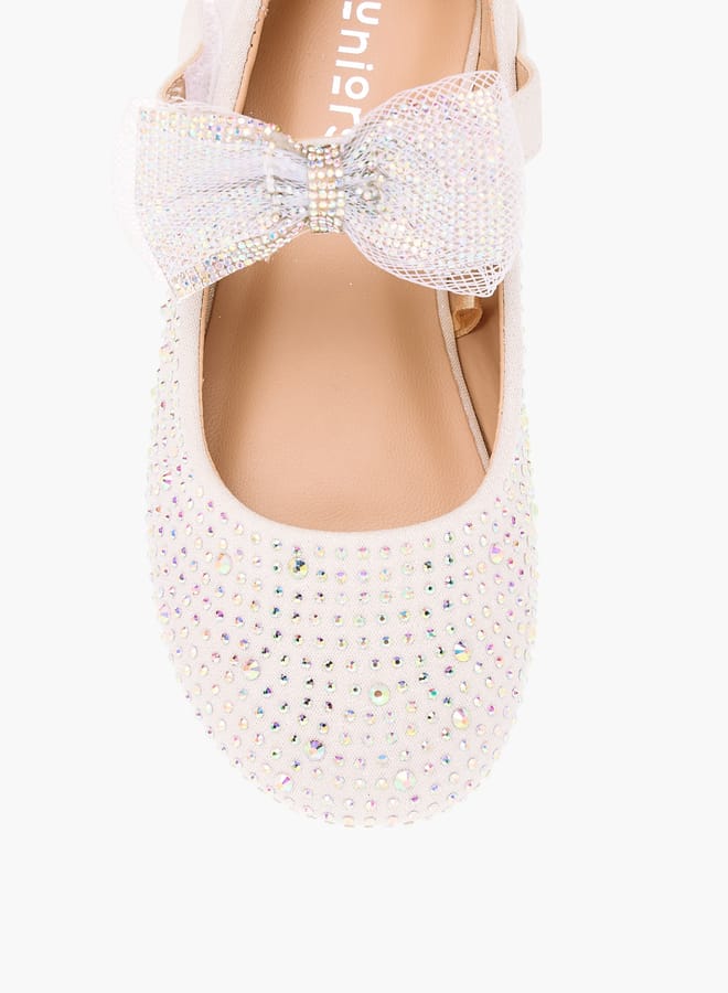 جونيورز حذاء باليرينا للبنات بفيونكة وإغلاق بشريط لاصق - Image 4