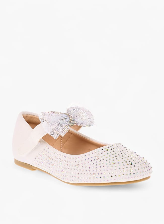 جونيورز حذاء باليرينا للبنات بفيونكة وإغلاق بشريط لاصق - Image 2