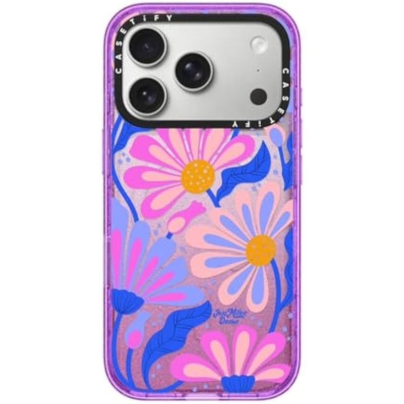 Casetify Impact iPhone 17 Pro Case 【Slim/Compatible with Magsafe / 8.2 ft. 4X Military Grade Drop Protection】 - Mystic Daisy - Glitter Purple - Image 1