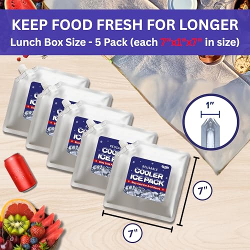 GURIN Reusable Ice Packs for Lunch Box, Bag, or Backpack Coolers - Cold Up to 8-12 Hours Long Lasting for Camping Picnic, Outdoor Activities, Food Delivery - Pack of 5 - Image 2