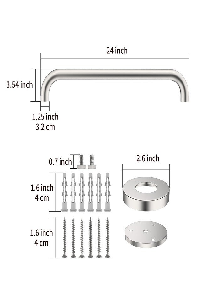 ZUEXT 2 Pack 24 Inch Shower Grab Bar, ZUEXT Satin Brushed Nickel Stainless Steel Bathroom Grab Bar, Shower Balance Bar,Safety Hand Rail Support,Handicap Elderly Senior Assist Bath Handle(1.25" Diameter) - Image 2