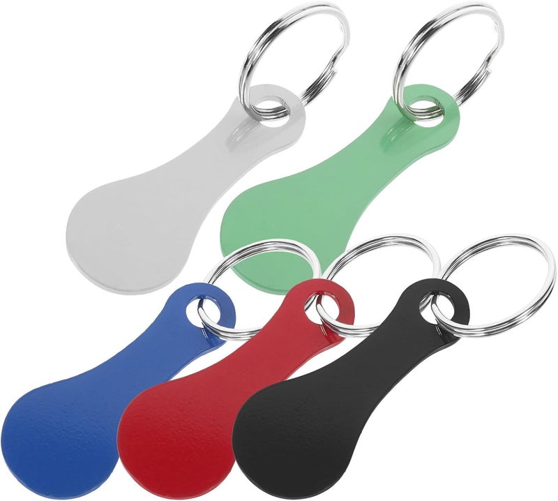 PRETYZOOM 5pcs Shopping Cart Token Keychain Set, Metal Trolley Token Key Rings with Key Chain Rings, Small Shopping Cart Coin Keychains for Grocery Store Use - Image 1