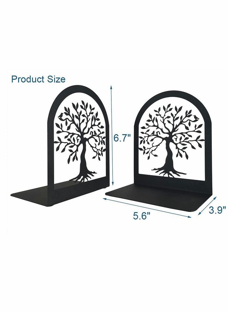 SYOSI Bookends, Heavy Duty Metal Bookends, Black Book Support, for Shelves, Anti Scratch, Non-Skid School Library Book Organizer, for Student Gift,1 Pair - Image 4