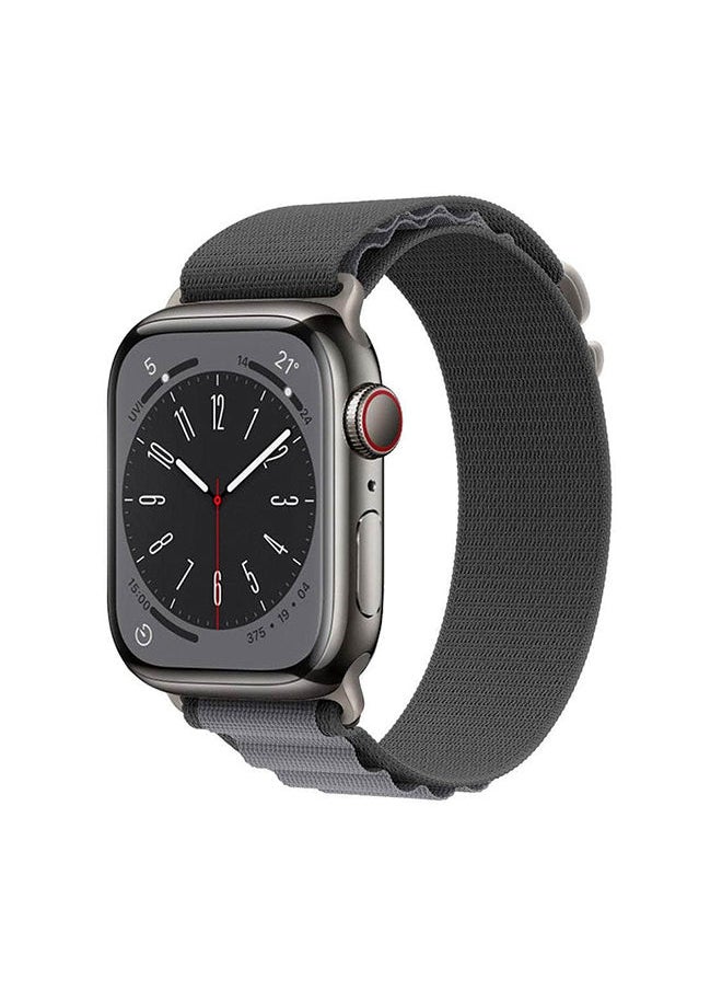 O Ozone - Alpine Loop for Apple Watch Band 42mm 44mm 45mm 49mm Rugged Nylon Sports Solo Loop Woven Wristband with Metal Hook For iWatch Series 8/7/6/5/4/3/2/1/SE/Ultra Women Men - Grey - Image 1