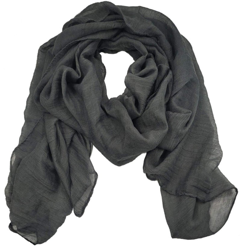 woogwin Women's Cotton Scarves Lady Light Soft Fashion Solid Scarf Wrap Shawl(One Size,Darkgrey) - Image 1