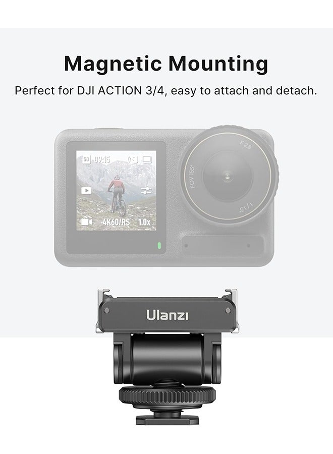 ULANZI CA22 Hot Shoe Cold Shoe Adapter Mount with 1/4'' Mount, Magnetic Quick Mount, 180° Tilt Adjustable, Universal Camera Accessory for DJI OSMO Action 3/4 - Image 4