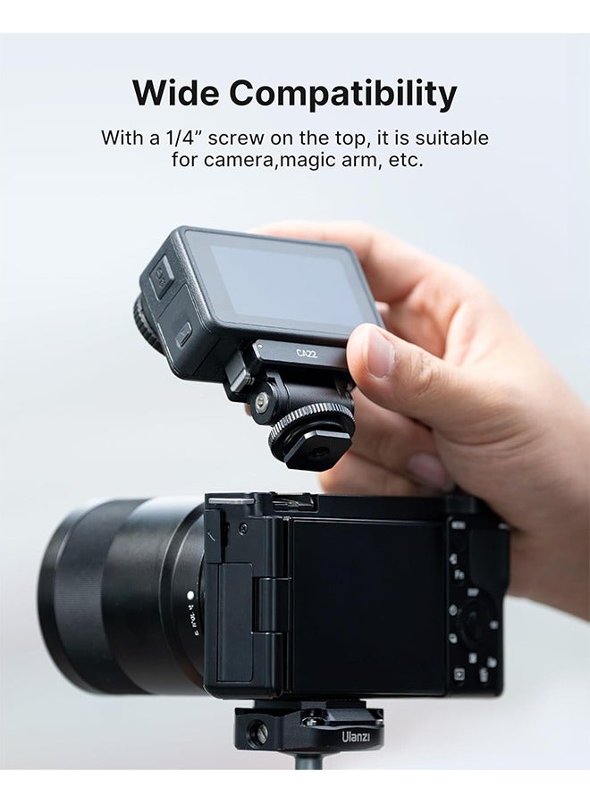ULANZI CA22 Hot Shoe Cold Shoe Adapter Mount with 1/4'' Mount, Magnetic Quick Mount, 180° Tilt Adjustable, Universal Camera Accessory for DJI OSMO Action 3/4 - Image 3