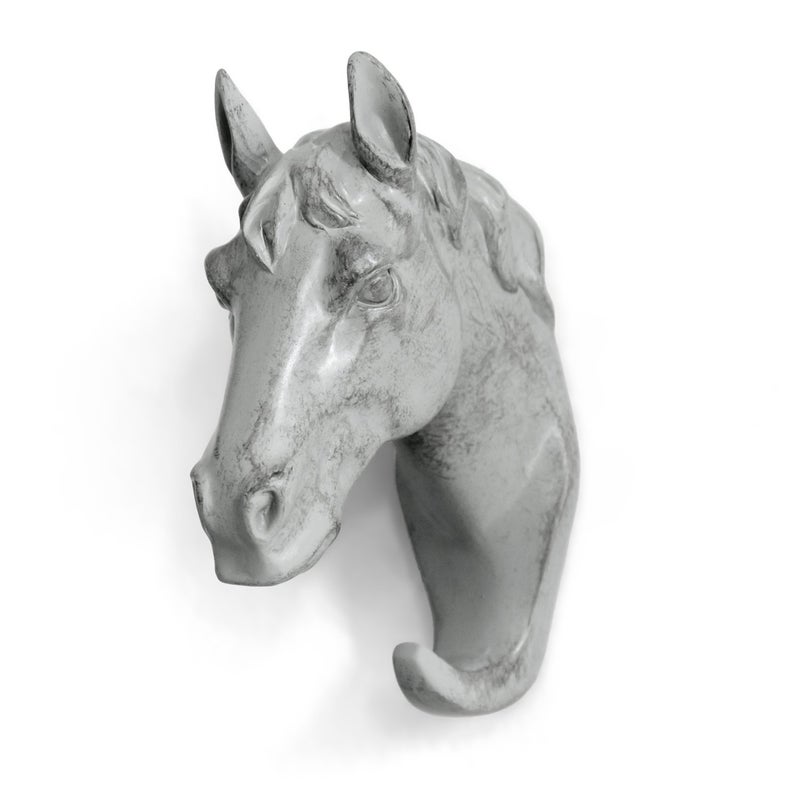 HERNGEE Horse Head Single Wall Hook/Hanger Animal Shaped Coat Hat Hook Heavy Duty, Rustic, Decorative Gift (Grey) - Image 2