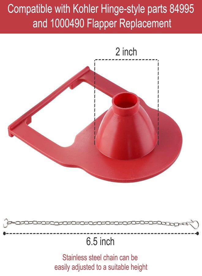 Hibbent 2 Inch Toilet Flapper Replacement Compatible with Kohler Hinge-style parts 84995 and 1000490 Toilet Flapper, High Performance with Stainless Chain, Easy to Install - Image 3