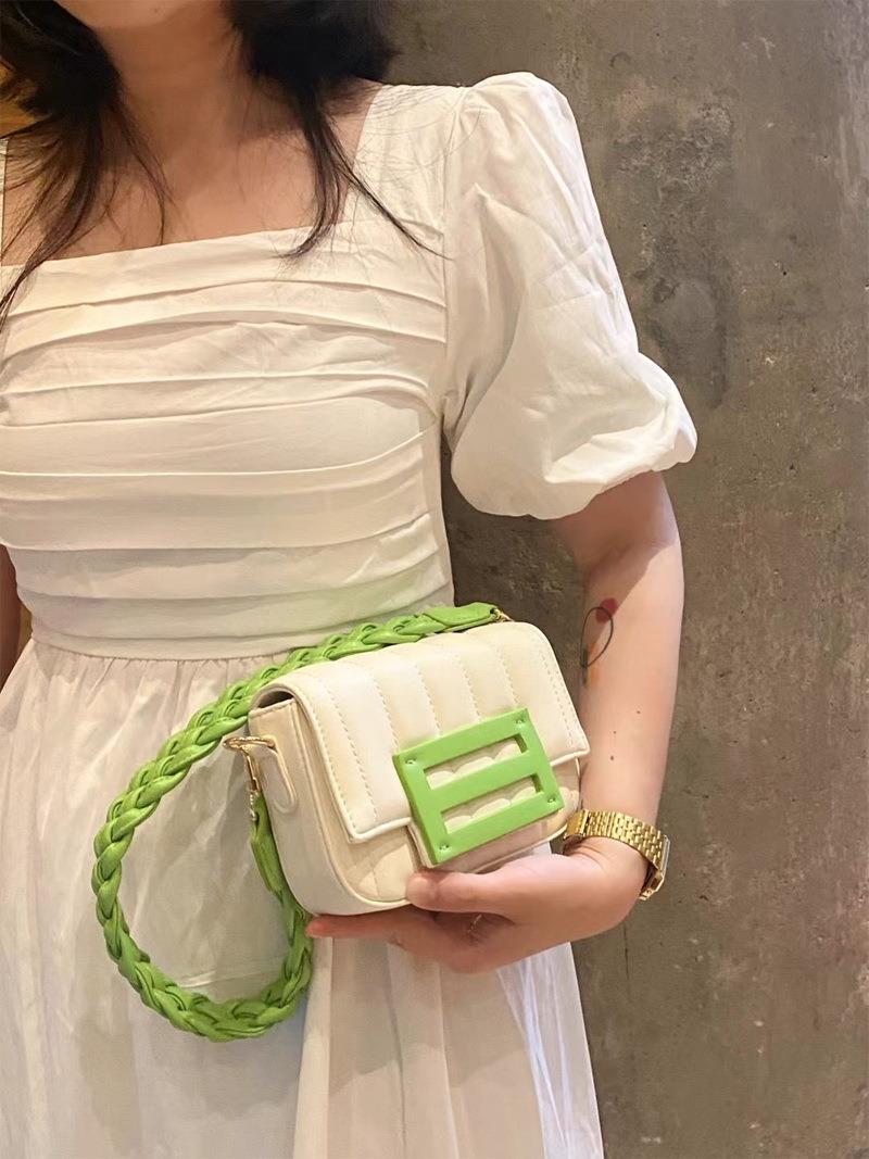 2022 Arrival Handmade Woven Wide Shoulder Strap Underarm Bag Ins Niche Texture Colorblock Small Square Bag For Women - Image 1