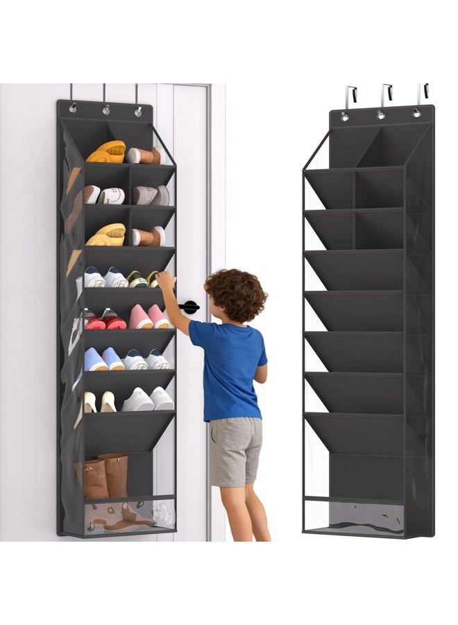 VERONLY Over the Door Shoe Organizer, Hanging Shoe Rack for Closet with 16-20 Pairs Capacity, Foldable Storage for Shoes, Boots, Sneakers, for Dorm Room, Apartment, Small Spaces（Black - Image 1