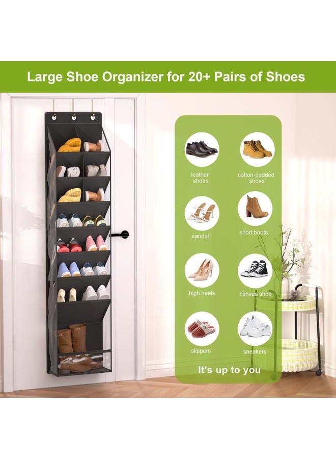 VERONLY Over the Door Shoe Organizer, Hanging Shoe Rack for Closet with 16-20 Pairs Capacity, Foldable Storage for Shoes, Boots, Sneakers, for Dorm Room, Apartment, Small Spaces（Black - Image 5