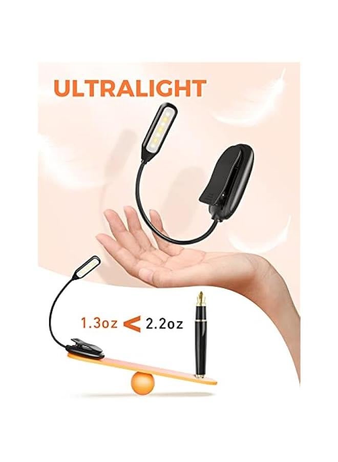 Rechargeable LED Book Light: 80-Hour Runtime, 3 Brightness Levels  Colors, Lightweight Reading Lamp for Bed - Image 4