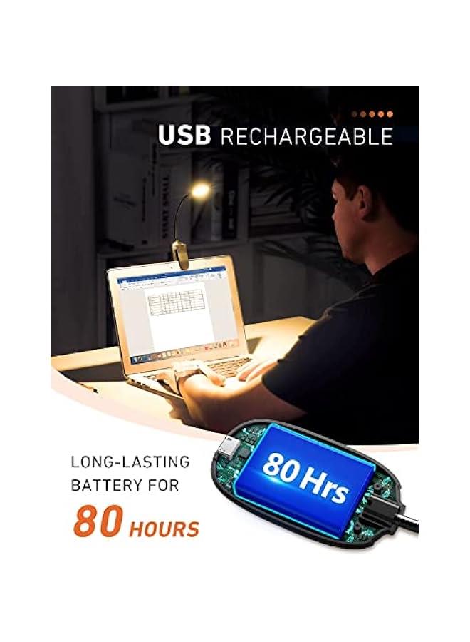 Rechargeable LED Book Light: 80-Hour Runtime, 3 Brightness Levels  Colors, Lightweight Reading Lamp for Bed - Image 3
