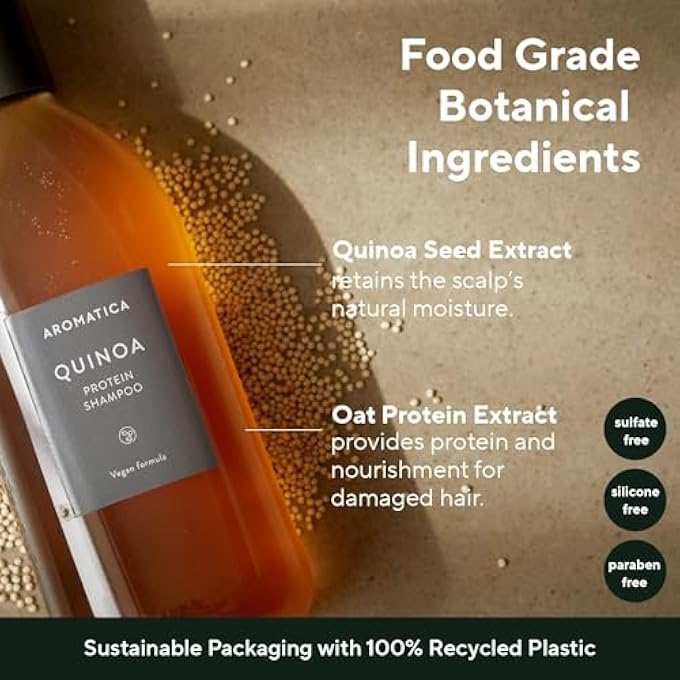 AROMATICA (QUINOA_SHAMPOO) - QUINOA PROTEIN SHAMPOO 13.53OZ / 400ML, SILICONE FREE, SULPHATE FREE - Image 3