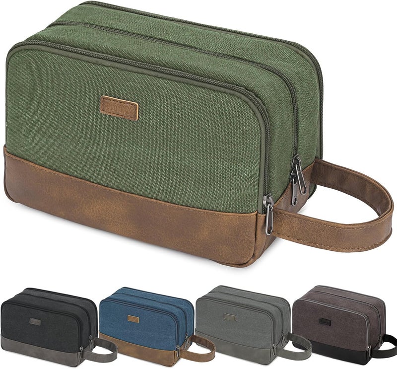 WANDF Travel Toiletry Bag for Men Large Toiletries Shaving Bag Water Resistant Hanging Dopp Kit Travel Accessories Bag for Women Men (Green) - Image 1