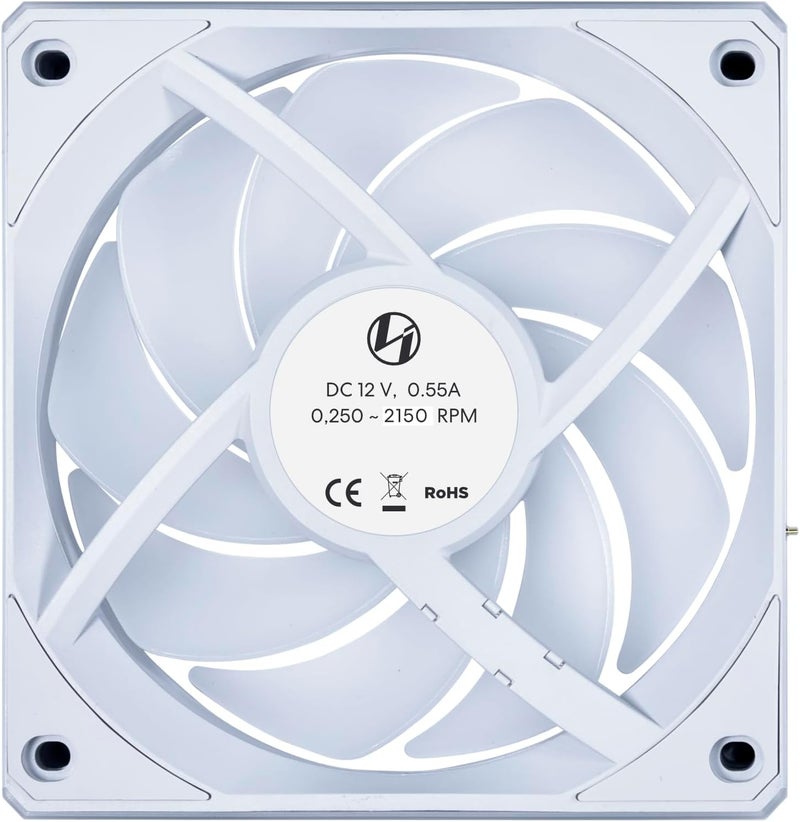 مروحة Lian Li UNI Fan CL120 ARGB PWM - حزمة فردية - إشارة لاسلكية 2.4 جيجا هرتز للتحكم في RGB ومراوح علبة الكمبيوتر - محمل FDB 28 مم - سلسلة ديزي - ضوضاء منخفضة - وحدة تحكم غير مرفقة ومطلوبة - أبيض (12CL1W1W) - Image 4