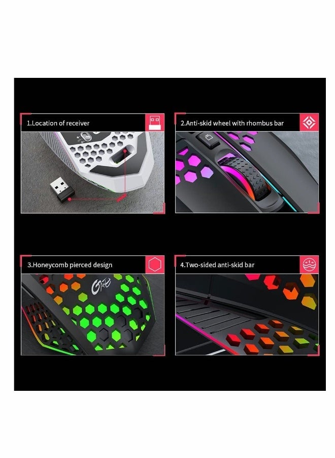 Mouse, Wireless Gaming Mouse Lightweight Rechargeable USB Mouse with 8 keys Back-to-desktop on 3 Adjustable DPI Levels 4 Modes - Image 4