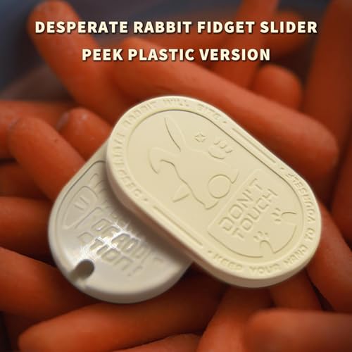 HIDEDC Desperate Rabbit Fidget Slider Metal Fidget Toys Adults Haptic Coin Infinite Rotation Push EDC Fidget Toys Sensory Toy Executive Desk Toy for Keep Focus Stress Relief Peek White - Image 5