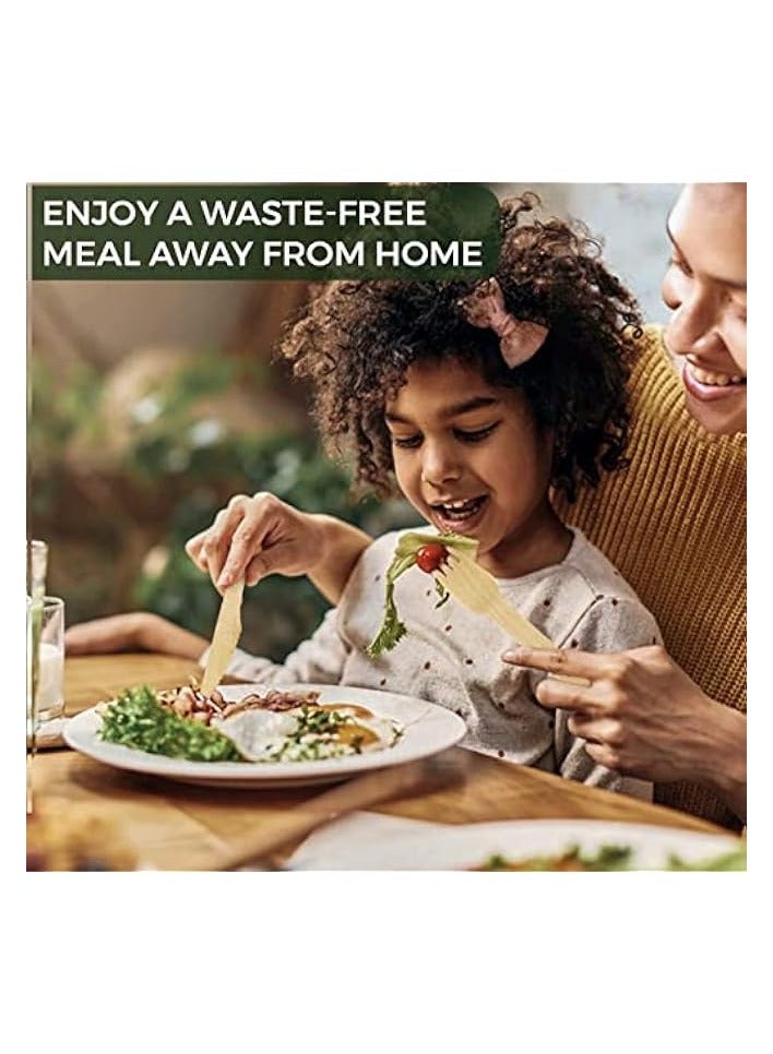 Green Tiger [20 Pack] Disposable Wooden Cutlery Set with Napkin, Eco Friendly, Biodegradable | Wooden Utensils for Camping, Traveling, and Party Supplies | Knife, Fork, Spoon, and Napkin Set - Image 2