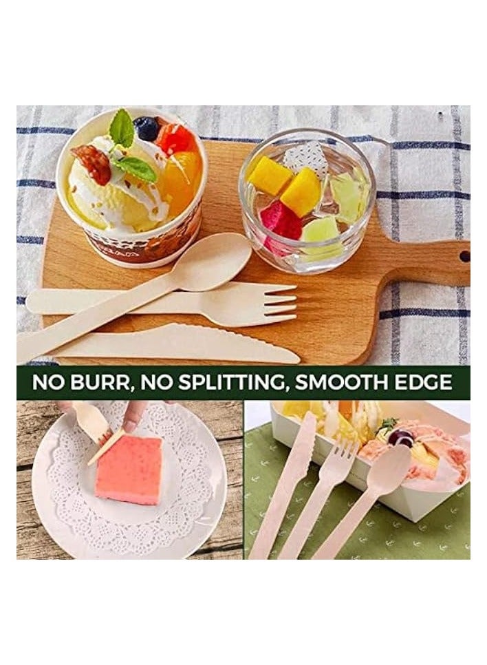 Green Tiger [20 Pack] Disposable Wooden Cutlery Set with Napkin, Eco Friendly, Biodegradable | Wooden Utensils for Camping, Traveling, and Party Supplies | Knife, Fork, Spoon, and Napkin Set - Image 3