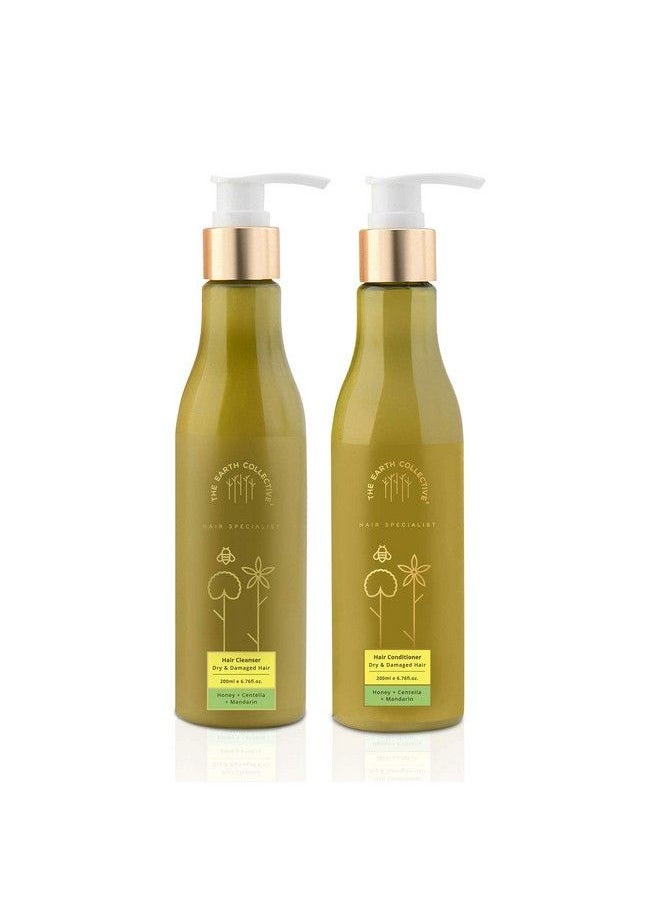 THE EARTH COLLECTIVE - Hair Cleanser & Conditioner Dry And Damaged Combo Pack ; Ingredients Like Honey Centella Mandarin For Dry Frizzy Rough Hair ; No Harmful Chemical ; Pack Of 200Ml Each - Image 1