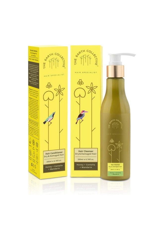 THE EARTH COLLECTIVE - Hair Cleanser & Conditioner Dry And Damaged Combo Pack ; Ingredients Like Honey Centella Mandarin For Dry Frizzy Rough Hair ; No Harmful Chemical ; Pack Of 200Ml Each - Image 1
