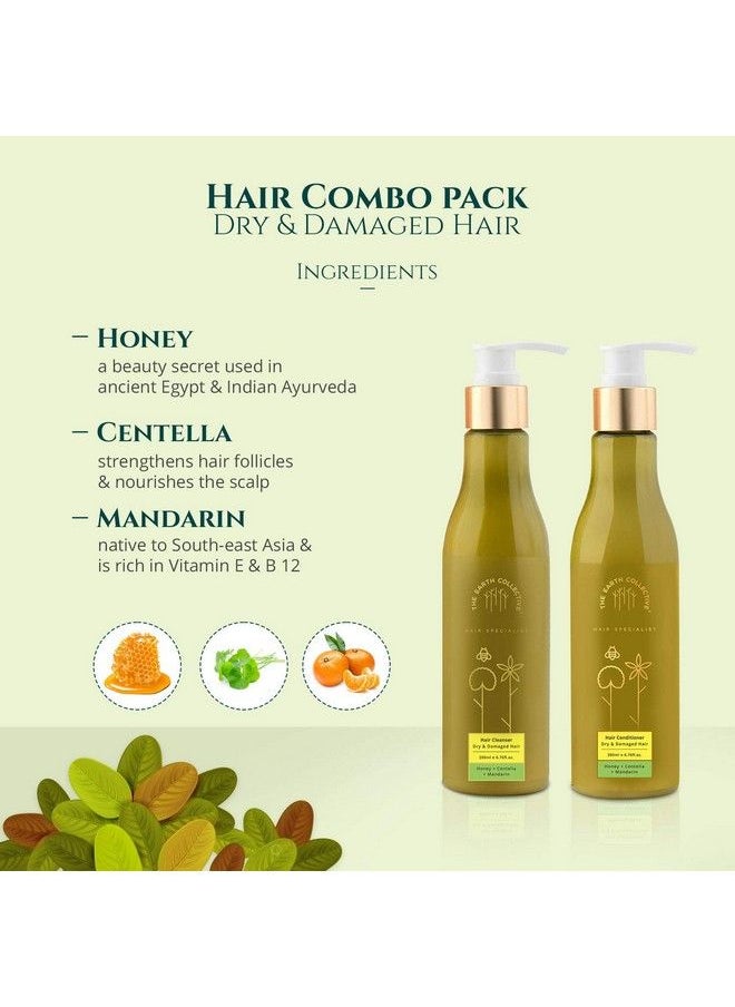 THE EARTH COLLECTIVE - Hair Cleanser & Conditioner Dry And Damaged Combo Pack ; Ingredients Like Honey Centella Mandarin For Dry Frizzy Rough Hair ; No Harmful Chemical ; Pack Of 200Ml Each - Image 1