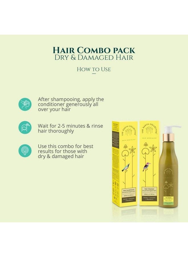 THE EARTH COLLECTIVE - Hair Cleanser & Conditioner Dry And Damaged Combo Pack ; Ingredients Like Honey Centella Mandarin For Dry Frizzy Rough Hair ; No Harmful Chemical ; Pack Of 200Ml Each - Image 1