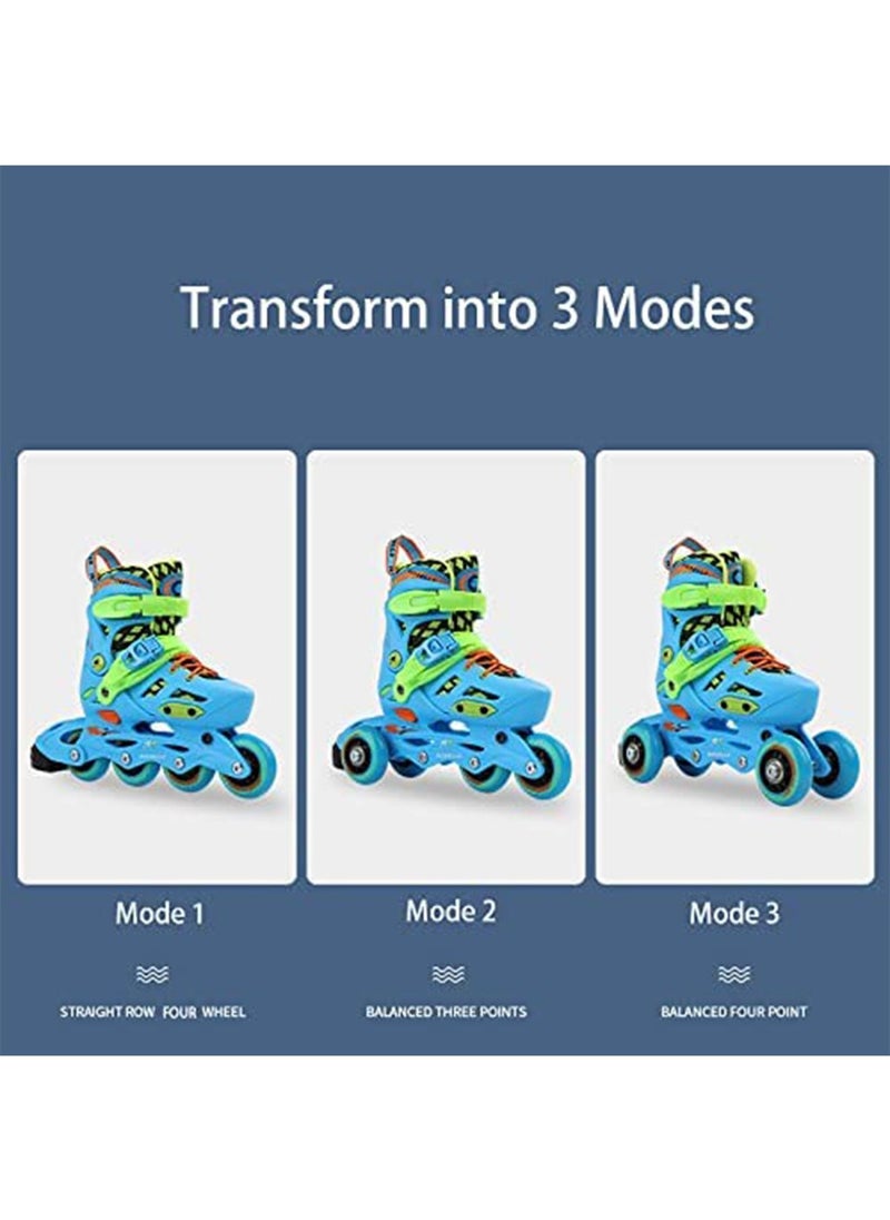 GT-Wheel - Adjustable Skating Shoes with Four PU Wheels Professional Design Skates can Convert into 3 Mode Wheel Inline Double Roller and Three Point Wheel M(29-32) - Image 1