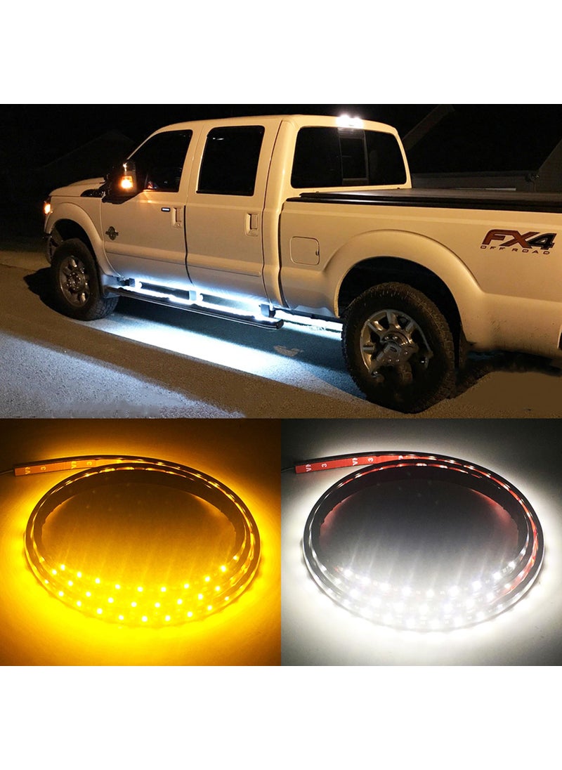 FUGUANG Fuguang 2PCS 70inch IP68 Truck LED Board Running Lights Side Marker Flexible Step Strip Lights White & Amber Turn Signal Combo Kit (IP68)  - Image 1