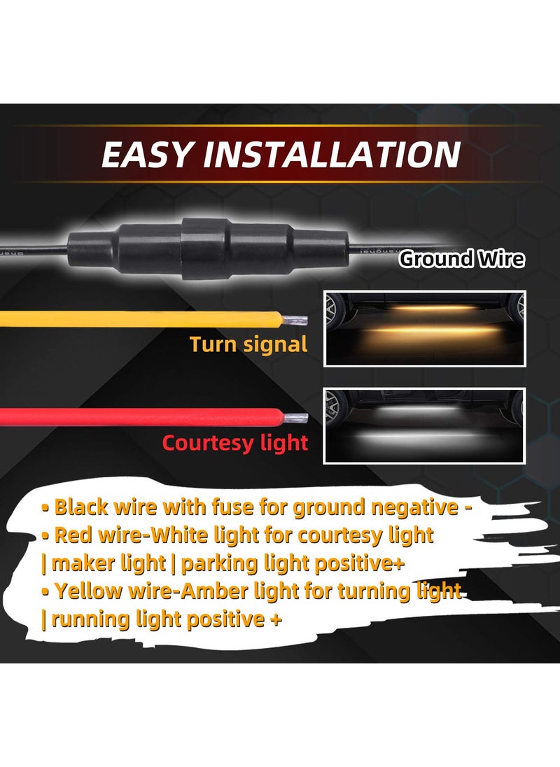 FUGUANG Fuguang 2PCS 70inch IP68 Truck LED Board Running Lights Side Marker Flexible Step Strip Lights White & Amber Turn Signal Combo Kit (IP68)  - Image 3