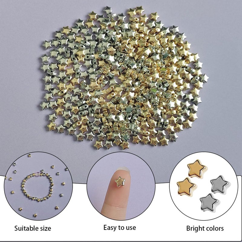 ZYYC 400 Pieces Star Shape Spacer Beads  Star Spacer Beads  Star Beads Gold  Gold Star Beads  6Mm Star Spacer Beads  Spacer Beads Star  Large Hole Star Loose Beads  Star Spacer Beads Accessories - Image 3