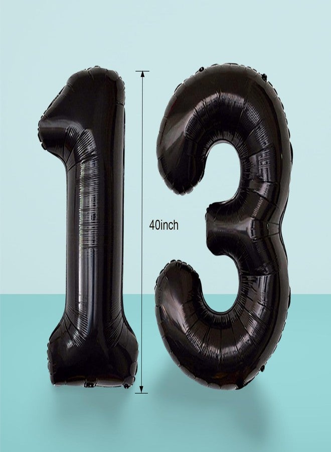 WEIKA 40 Inch Black Foil Mylar Balloon | 13th Birthday Decorations for Girls And Boys | 13 Birthday Balloon for Girls And Boys | 13th Anniversary Decoration | Birthday Party | Wedding - Image 2