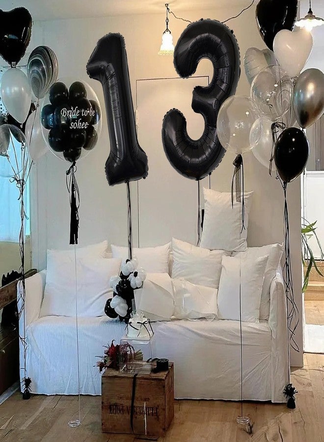 WEIKA 40 Inch Black Foil Mylar Balloon | 13th Birthday Decorations for Girls And Boys | 13 Birthday Balloon for Girls And Boys | 13th Anniversary Decoration | Birthday Party | Wedding - Image 3