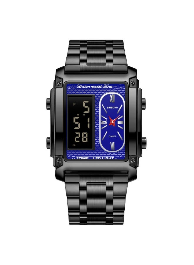 BINBOND Men's Square Dual-Movement Multi-Function Waterproof Quartz Watch - Image 1