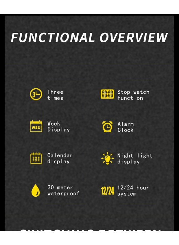 BINBOND Men's Square Dual-Movement Multi-Function Waterproof Quartz Watch - Image 2