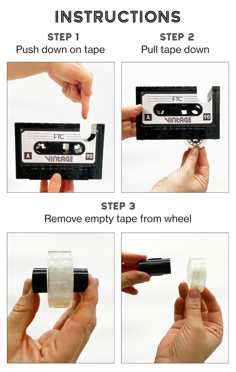 FTC 80's Cassette Tape Dispenser & Pen Supply Holder - Funny Supplies & Desk Accessories for Home, School, Office for Men & Women - 6.70'' x 1.98'' x 4.53'' (Retro) - Image 4