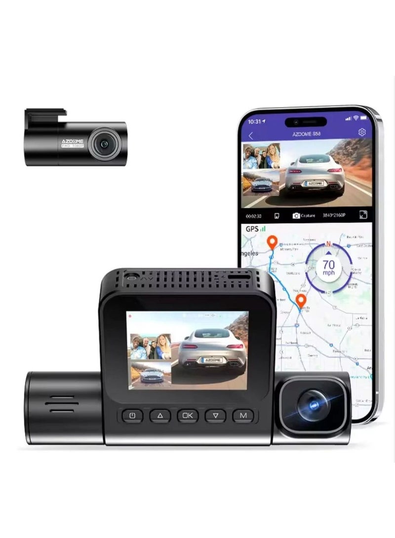 AZDOME S58 3-Channel Dash Cam with 2K + 1080P + 1080P Resolution, 4G Connectivity, WiFi 6 & 24H Parking Mode - Image 1